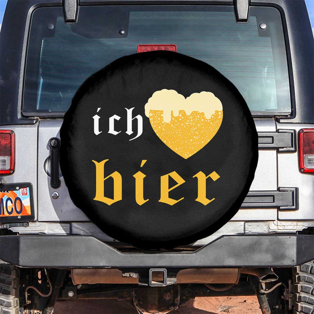 Funny Oktoberfest Spare Tire Cover Ich Liebe Bier Heart German Beer Foam - Wonder Print Shop