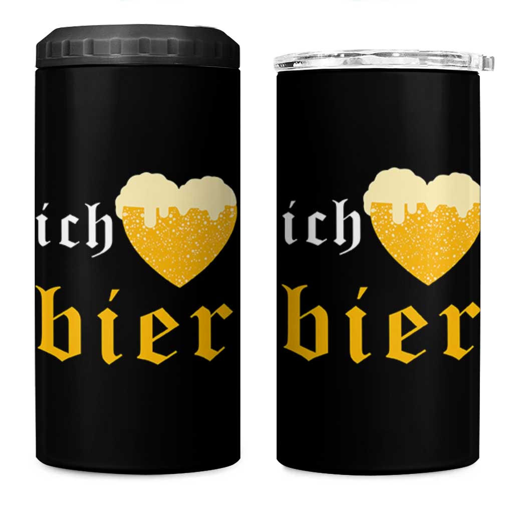 Funny Oktoberfest 4 in 1 Can Cooler Tumbler Ich Liebe Bier Heart German Beer Foam - Wonder Print Shop