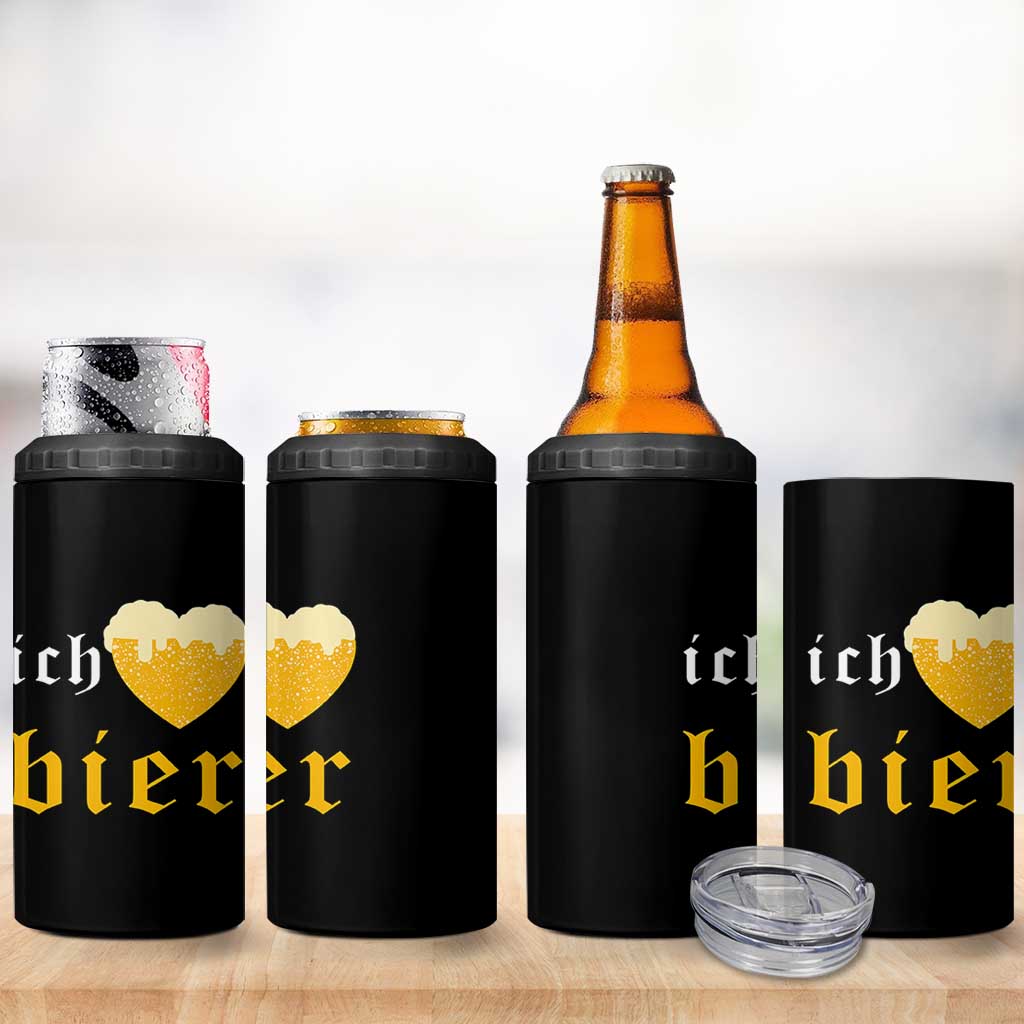 Funny Oktoberfest 4 in 1 Can Cooler Tumbler Ich Liebe Bier Heart German Beer Foam - Wonder Print Shop
