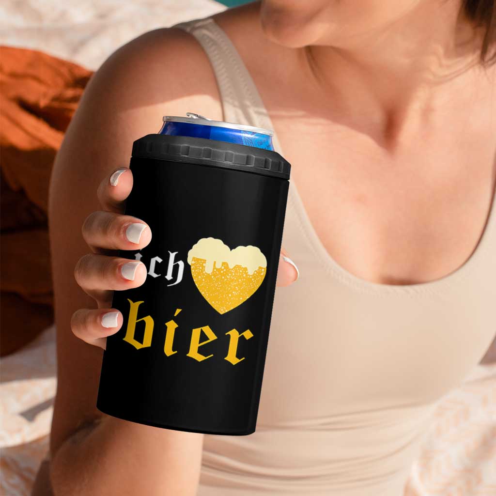 Funny Oktoberfest 4 in 1 Can Cooler Tumbler Ich Liebe Bier Heart German Beer Foam - Wonder Print Shop