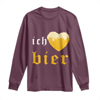 Funny Oktoberfest Long Sleeve Shirt Ich Liebe Bier Heart German Beer Foam - Wonder Print Shop