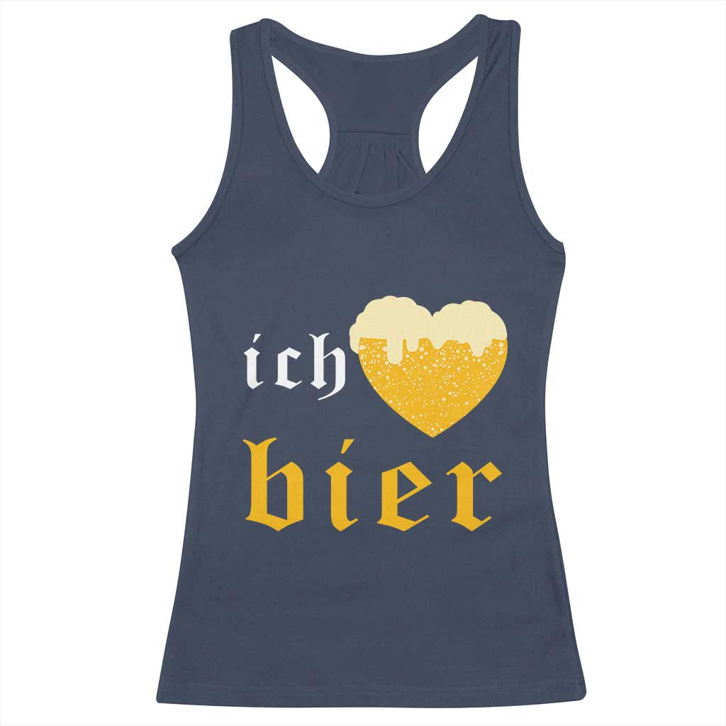 Funny Oktoberfest Racerback Tank Top Ich Liebe Bier Heart German Beer Foam - Wonder Print Shop