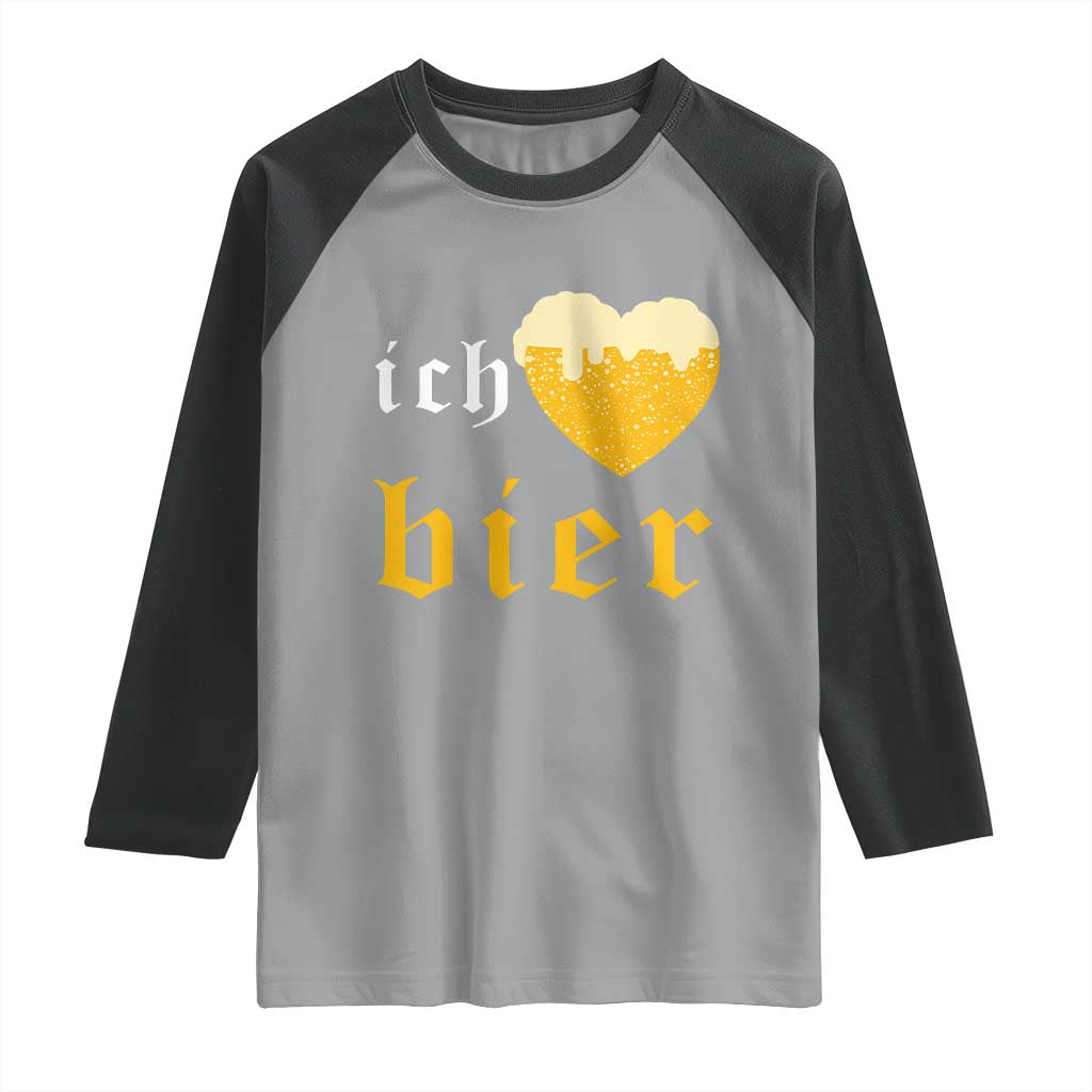 Funny Oktoberfest Raglan Shirt Ich Liebe Bier Heart German Beer Foam - Wonder Print Shop