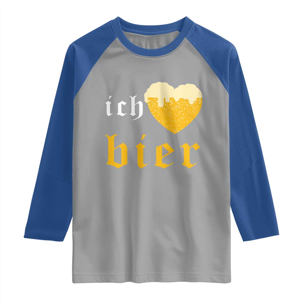 Funny Oktoberfest Raglan Shirt Ich Liebe Bier Heart German Beer Foam - Wonder Print Shop