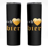 Funny Oktoberfest Skinny Tumbler Ich Liebe Bier Heart German Beer Foam - Wonder Print Shop