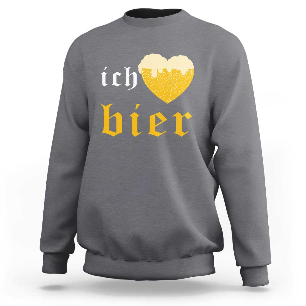 Funny Oktoberfest Sweatshirt Ich Liebe Bier Heart German Beer Foam - Wonder Print Shop