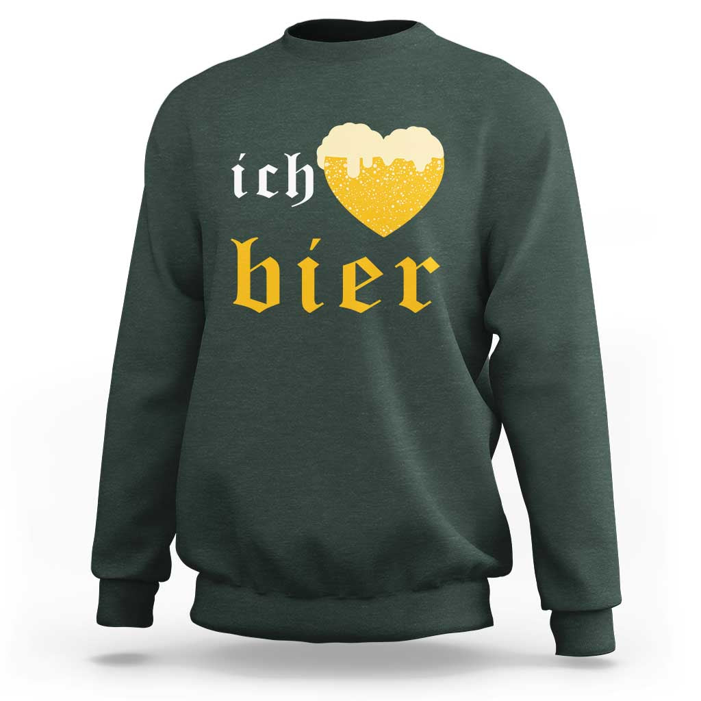 Funny Oktoberfest Sweatshirt Ich Liebe Bier Heart German Beer Foam - Wonder Print Shop