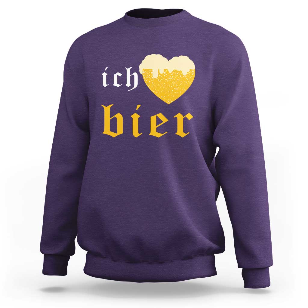 Funny Oktoberfest Sweatshirt Ich Liebe Bier Heart German Beer Foam - Wonder Print Shop