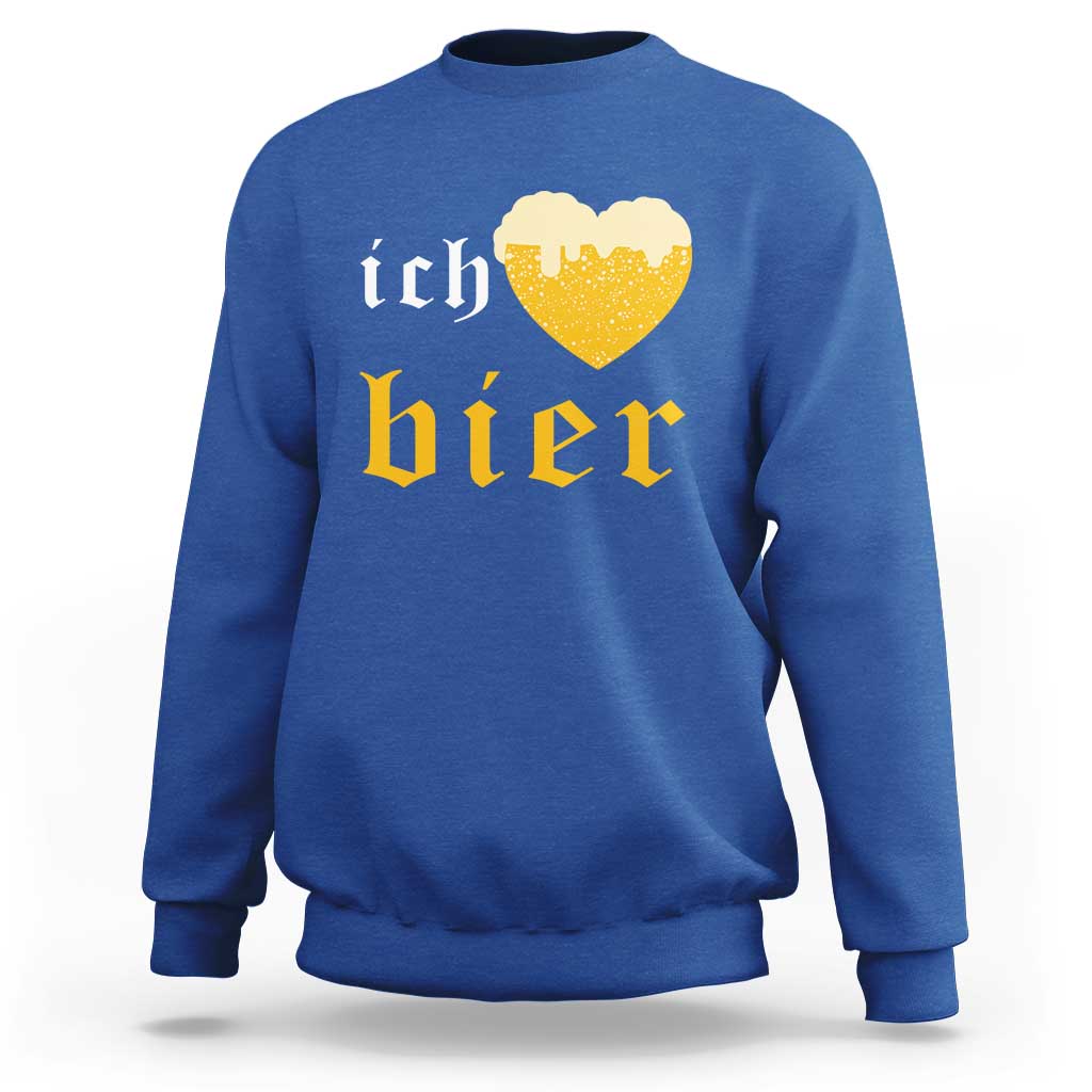 Funny Oktoberfest Sweatshirt Ich Liebe Bier Heart German Beer Foam - Wonder Print Shop