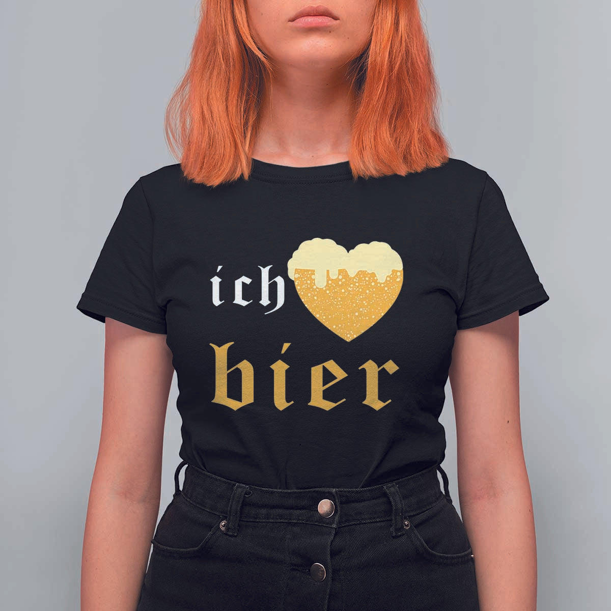 Funny Oktoberfest T Shirt For Women Ich Liebe Bier Heart German Beer Foam - Wonder Print Shop