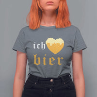 Funny Oktoberfest T Shirt For Women Ich Liebe Bier Heart German Beer Foam - Wonder Print Shop