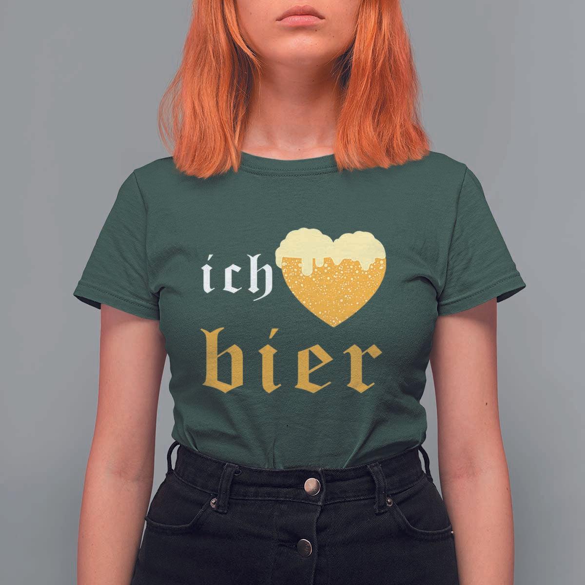 Funny Oktoberfest T Shirt For Women Ich Liebe Bier Heart German Beer Foam - Wonder Print Shop
