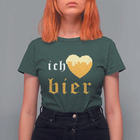 Funny Oktoberfest T Shirt For Women Ich Liebe Bier Heart German Beer Foam - Wonder Print Shop