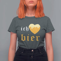 Funny Oktoberfest T Shirt For Women Ich Liebe Bier Heart German Beer Foam - Wonder Print Shop