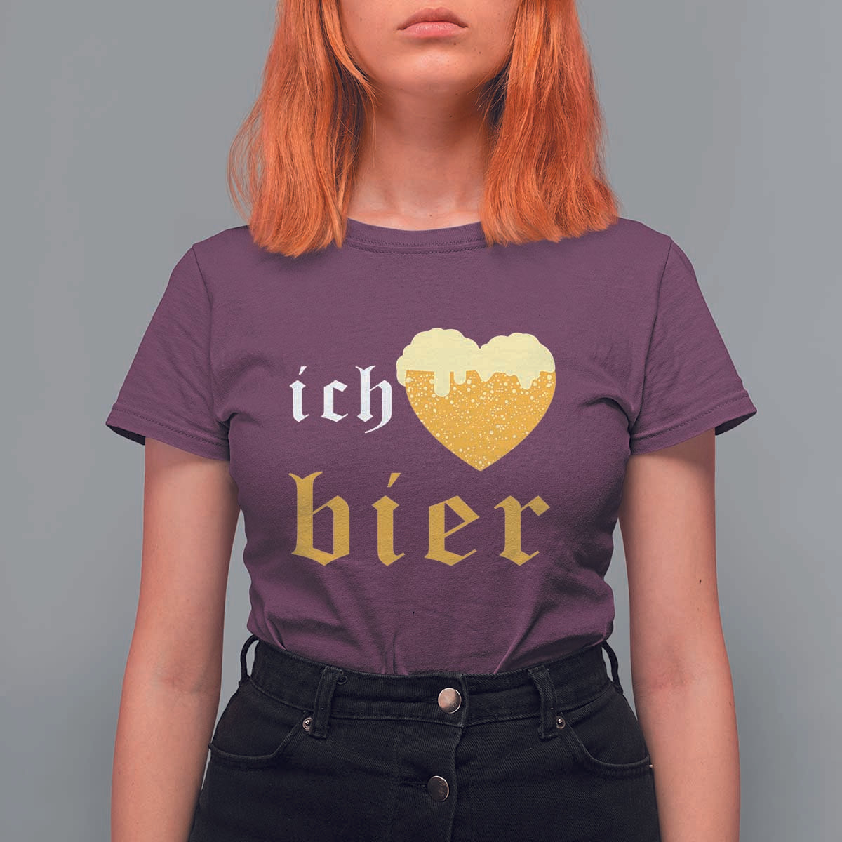 Funny Oktoberfest T Shirt For Women Ich Liebe Bier Heart German Beer Foam - Wonder Print Shop