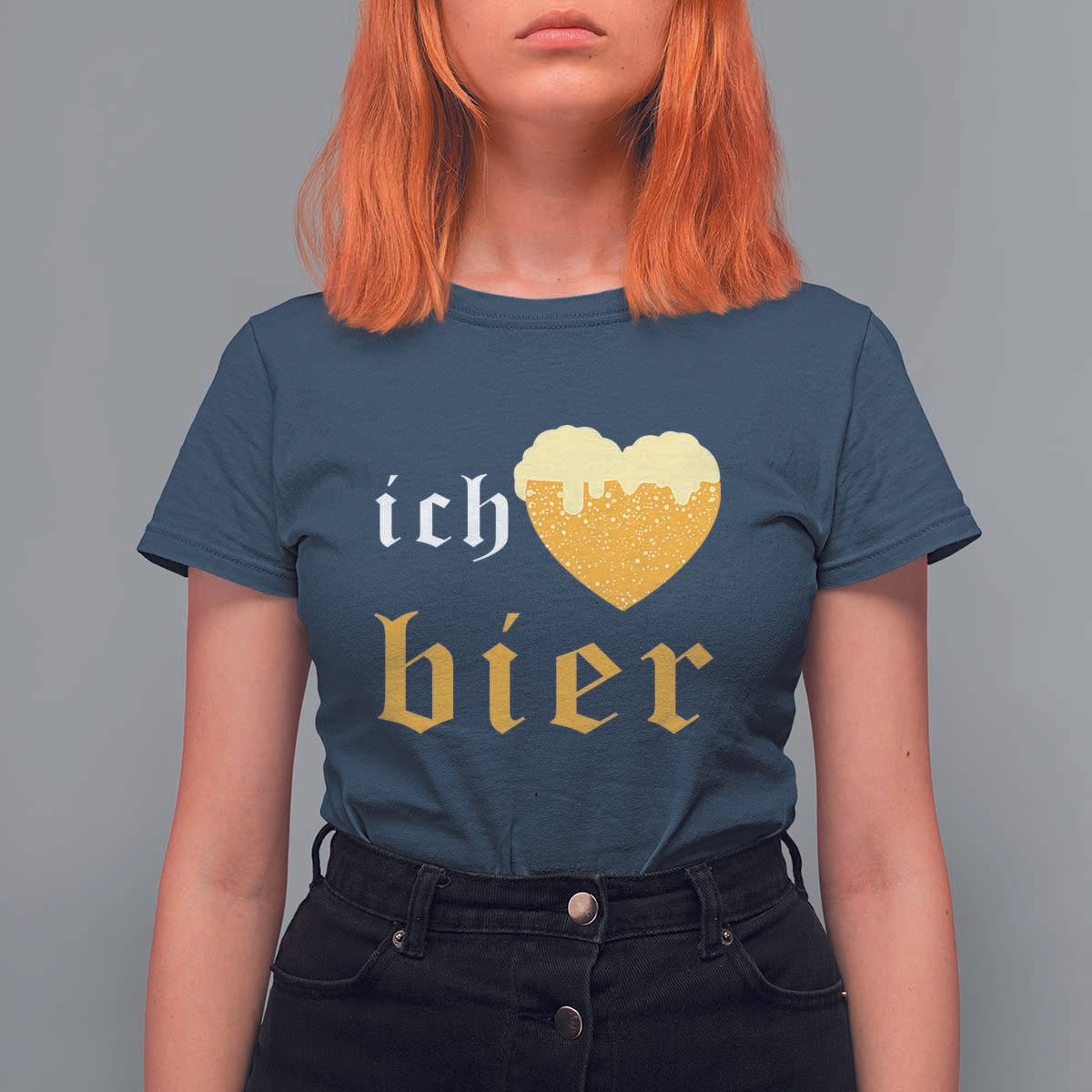 Funny Oktoberfest T Shirt For Women Ich Liebe Bier Heart German Beer Foam - Wonder Print Shop