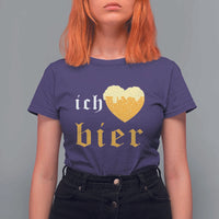 Funny Oktoberfest T Shirt For Women Ich Liebe Bier Heart German Beer Foam - Wonder Print Shop