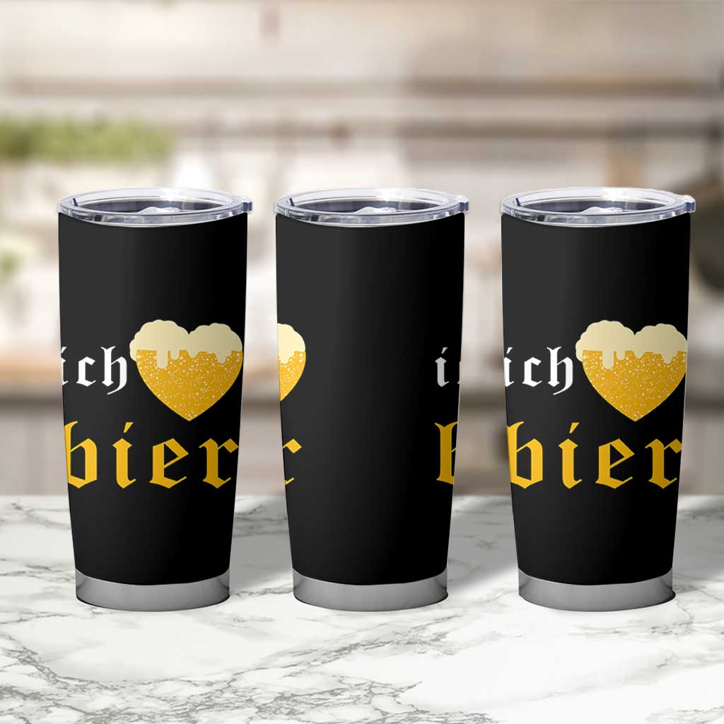 Funny Oktoberfest Tumbler Cup Ich Liebe Bier Heart German Beer Foam - Wonder Print Shop