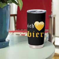 Funny Oktoberfest Tumbler Cup Ich Liebe Bier Heart German Beer Foam - Wonder Print Shop