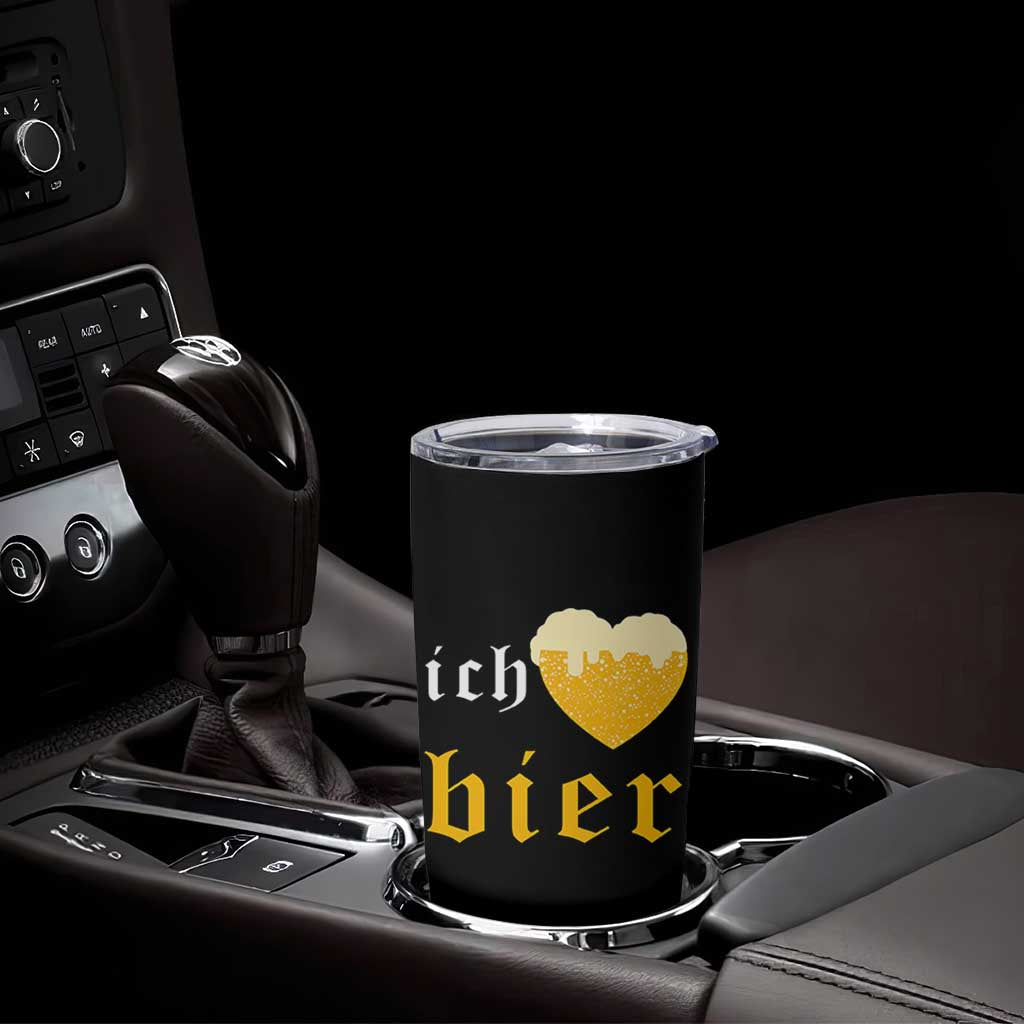 Funny Oktoberfest Tumbler Cup Ich Liebe Bier Heart German Beer Foam - Wonder Print Shop