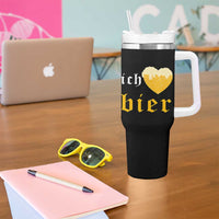 Funny Oktoberfest Tumbler With Handle Ich Liebe Bier Heart German Beer Foam - Wonder Print Shop