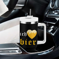 Funny Oktoberfest Tumbler With Handle Ich Liebe Bier Heart German Beer Foam - Wonder Print Shop