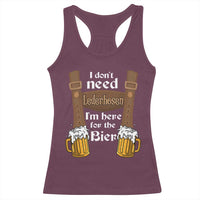 Oktoberfest Racerback Tank Top I Don't Need Lederhosen I'm Here For The Bier - Wonder Print Shop