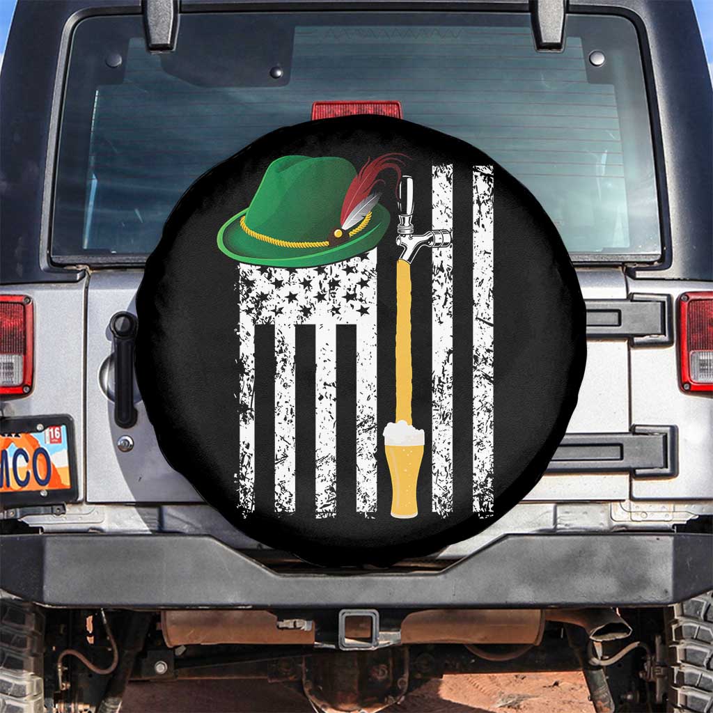 Funny German Beer Spare Tire Cover Oktoberfest Vintage American Flag Alpine hat - Wonder Print Shop