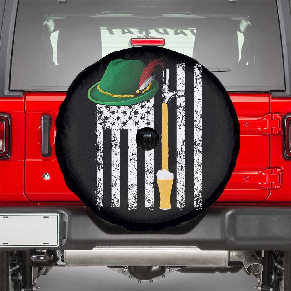 Funny German Beer Spare Tire Cover Oktoberfest Vintage American Flag Alpine hat - Wonder Print Shop
