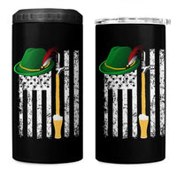 Funny German Beer 4 in 1 Can Cooler Tumbler Oktoberfest Vintage American Flag Alpine hat - Wonder Print Shop