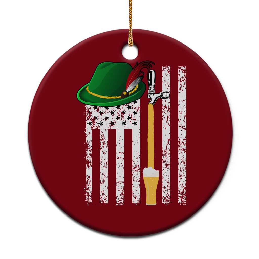 Funny German Beer Ceramic Ornament Oktoberfest Vintage American Flag Alpine hat - Wonder Print Shop