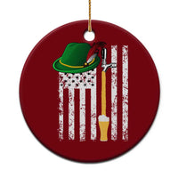 Funny German Beer Ceramic Ornament Oktoberfest Vintage American Flag Alpine hat - Wonder Print Shop