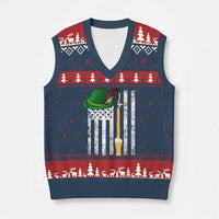 Funny German Beer V-Neck Knit Sweater Vest Oktoberfest Vintage American Flag Alpine hat - Wonder Print Shop