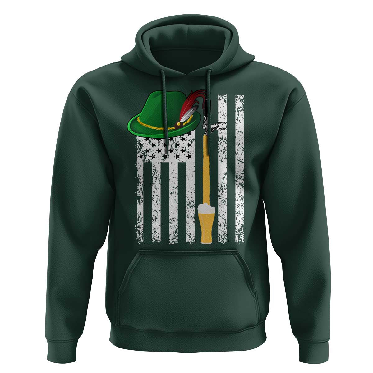 Funny German Beer Hoodie Oktoberfest Vintage American Flag Alpine hat - Wonder Print Shop