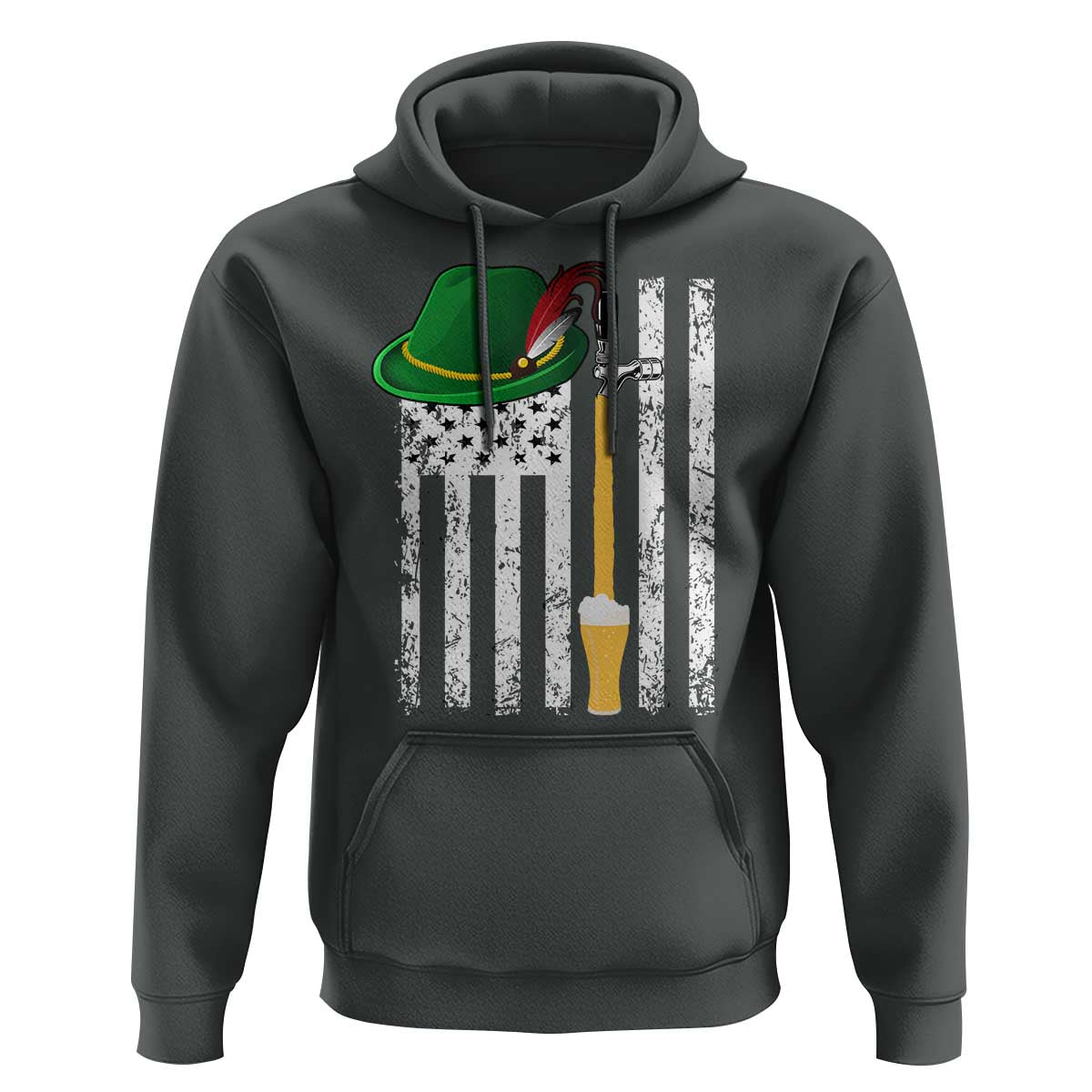Funny German Beer Hoodie Oktoberfest Vintage American Flag Alpine hat - Wonder Print Shop