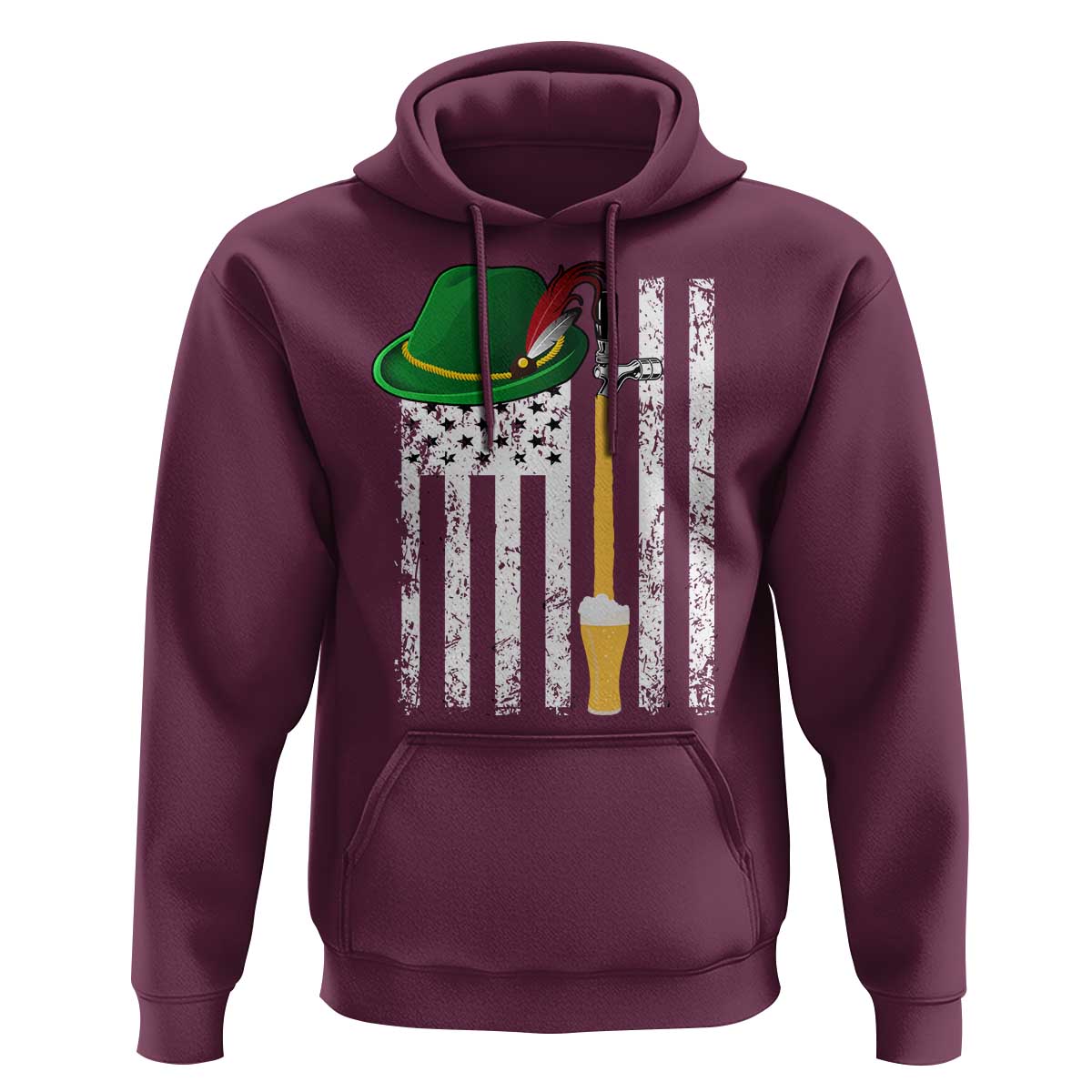 Funny German Beer Hoodie Oktoberfest Vintage American Flag Alpine hat - Wonder Print Shop