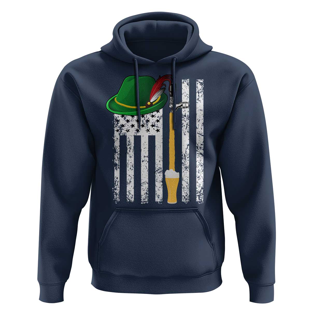 Funny German Beer Hoodie Oktoberfest Vintage American Flag Alpine hat - Wonder Print Shop