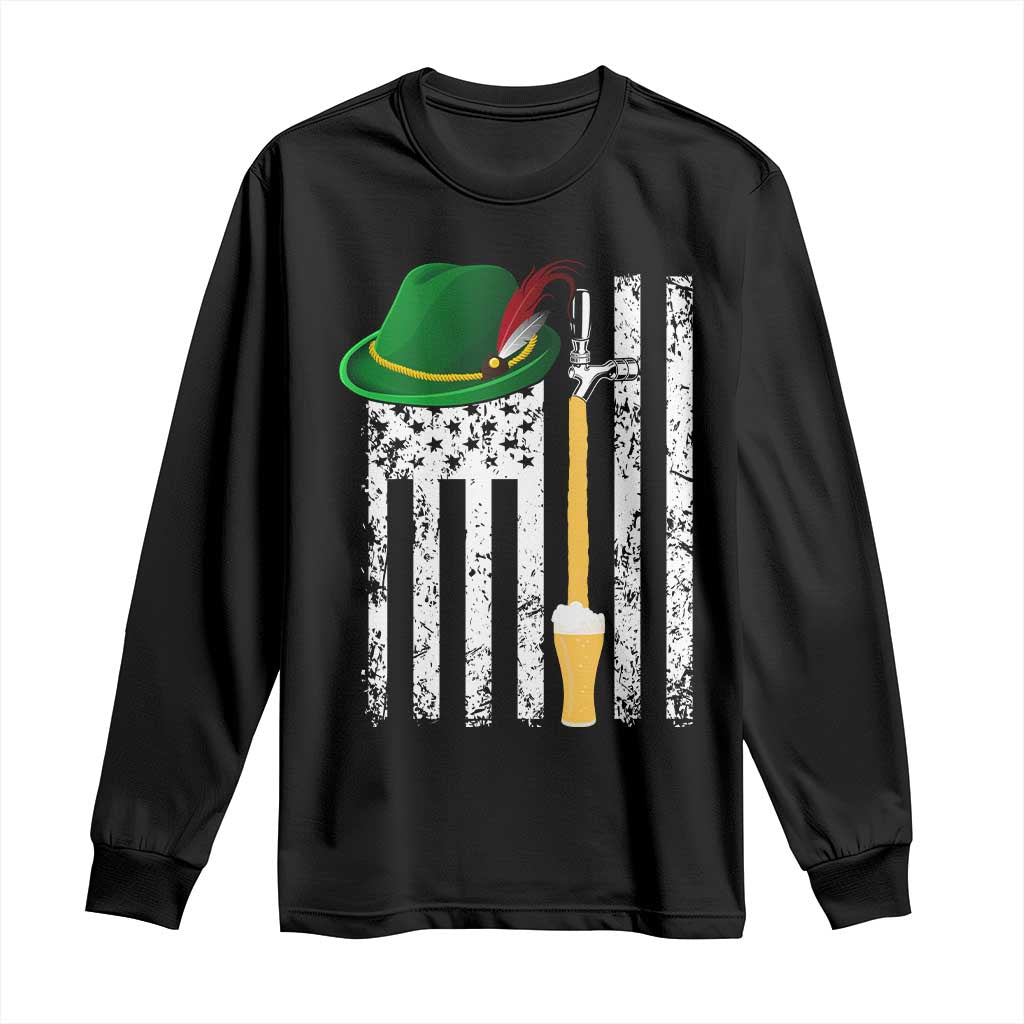 Funny German Beer Long Sleeve Shirt Oktoberfest Vintage American Flag Alpine hat - Wonder Print Shop