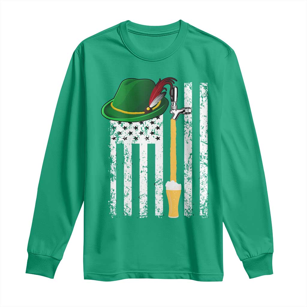 Funny German Beer Long Sleeve Shirt Oktoberfest Vintage American Flag Alpine hat - Wonder Print Shop