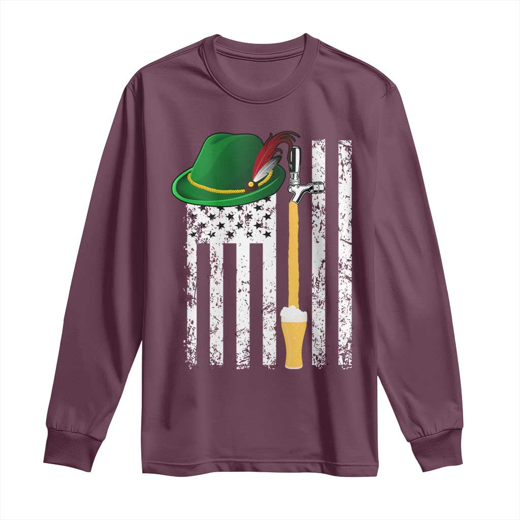 Funny German Beer Long Sleeve Shirt Oktoberfest Vintage American Flag Alpine hat - Wonder Print Shop