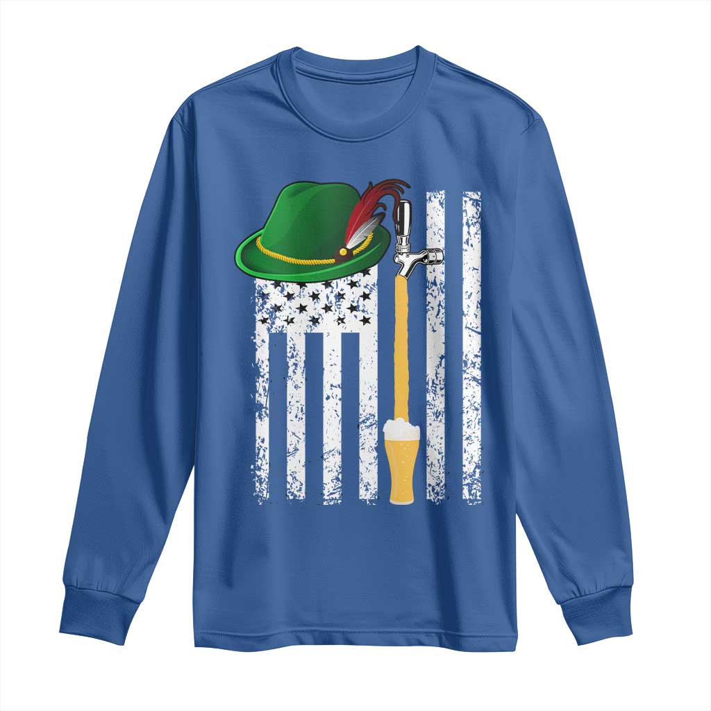 Funny German Beer Long Sleeve Shirt Oktoberfest Vintage American Flag Alpine hat - Wonder Print Shop
