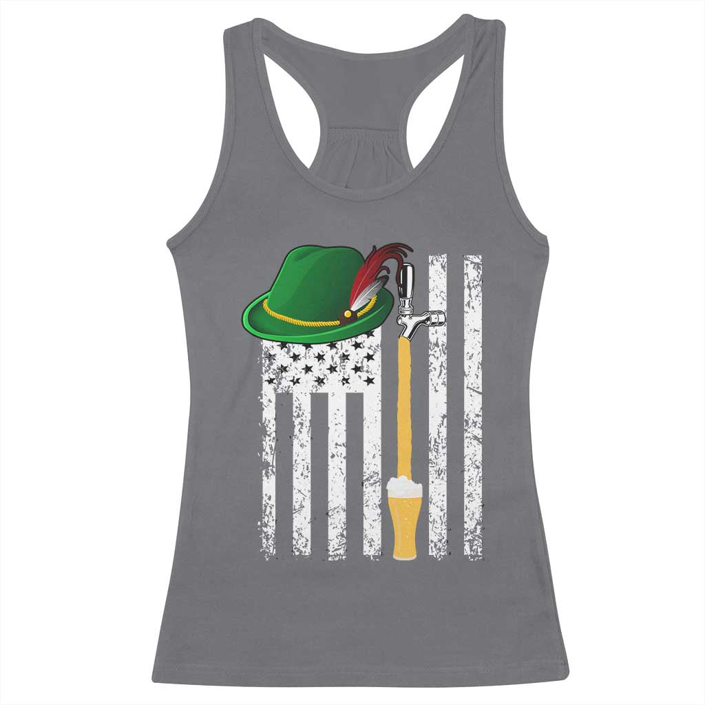 Funny German Beer Racerback Tank Top Oktoberfest Vintage American Flag Alpine hat - Wonder Print Shop