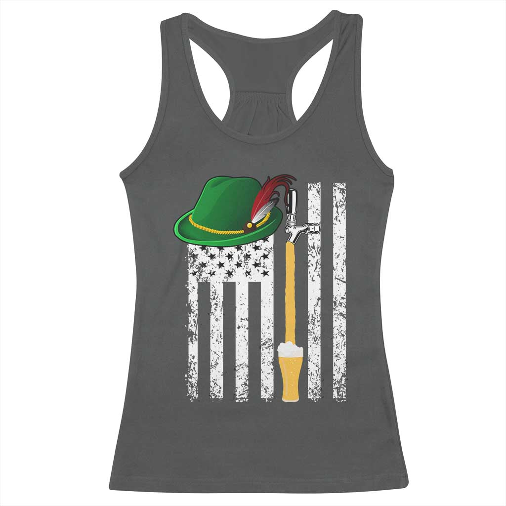Funny German Beer Racerback Tank Top Oktoberfest Vintage American Flag Alpine hat - Wonder Print Shop