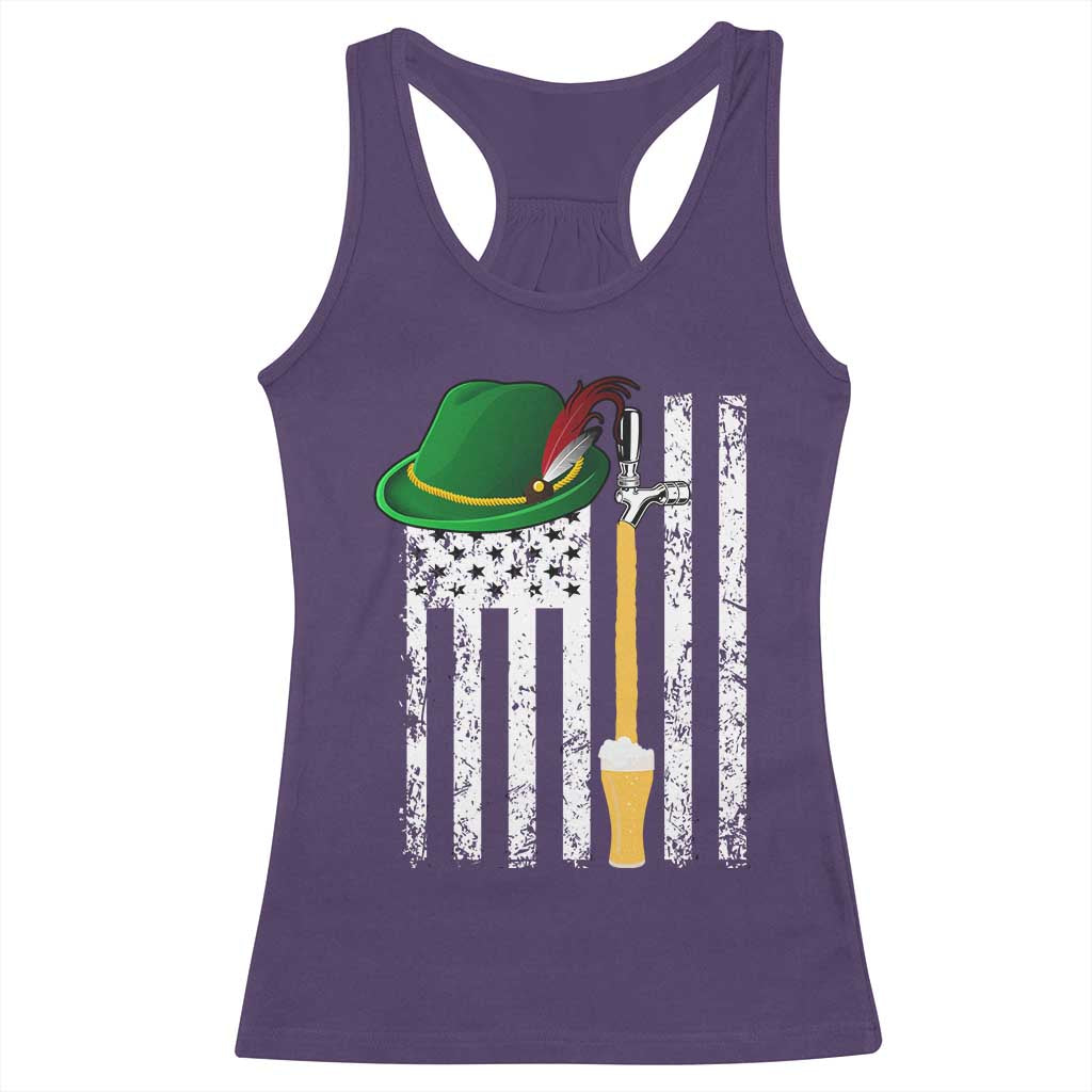 Funny German Beer Racerback Tank Top Oktoberfest Vintage American Flag Alpine hat - Wonder Print Shop