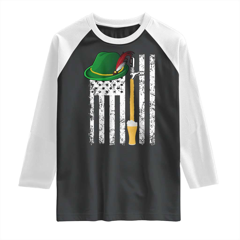 Funny German Beer Raglan Shirt Oktoberfest Vintage American Flag Alpine hat - Wonder Print Shop