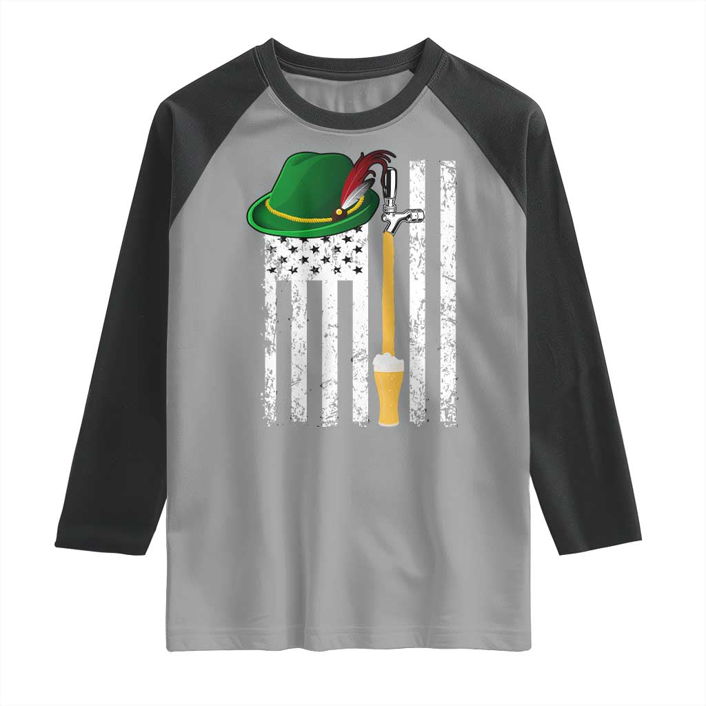 Funny German Beer Raglan Shirt Oktoberfest Vintage American Flag Alpine hat - Wonder Print Shop