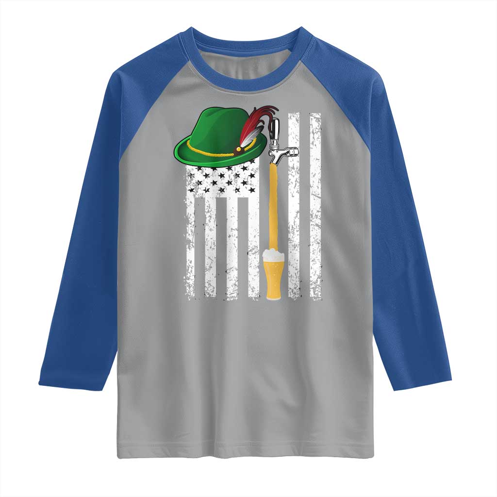 Funny German Beer Raglan Shirt Oktoberfest Vintage American Flag Alpine hat - Wonder Print Shop