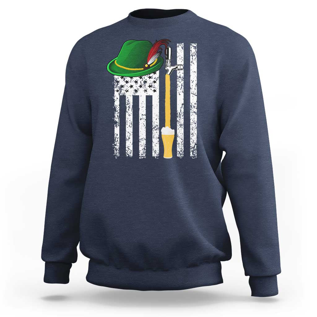 Funny German Beer Sweatshirt Oktoberfest Vintage American Flag Alpine hat - Wonder Print Shop