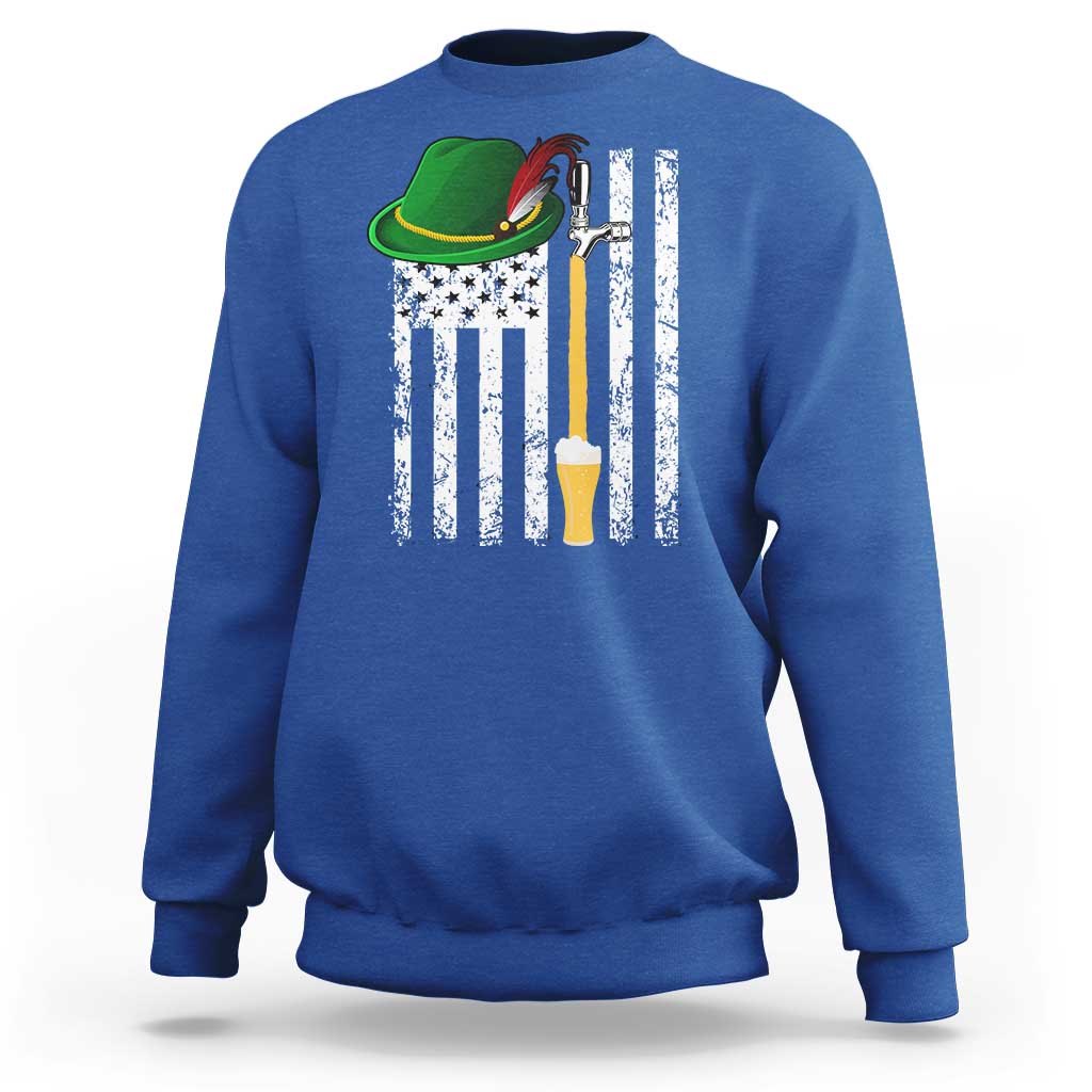 Funny German Beer Sweatshirt Oktoberfest Vintage American Flag Alpine hat - Wonder Print Shop