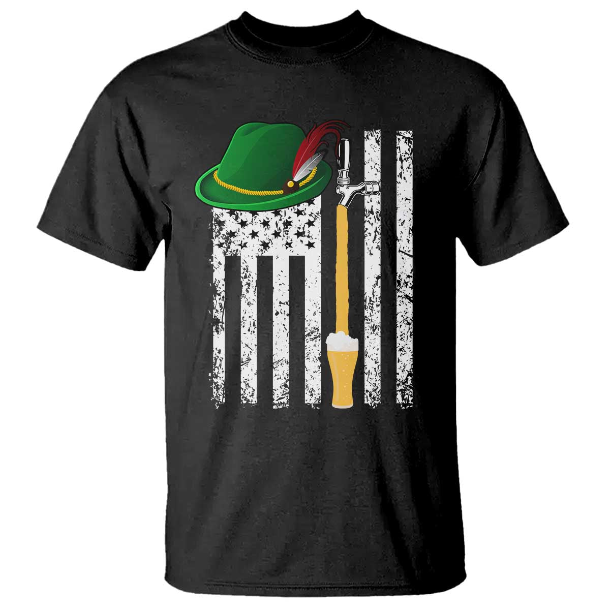 Funny German Beer T Shirt Oktoberfest Vintage American Flag Alpine hat - Wonder Print Shop